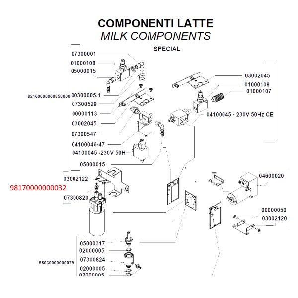 Молочный насос с кронштейном в сборе 24В NUOVA SIMONELLI TALENTO