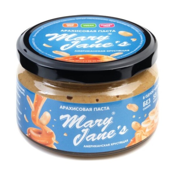 Арахисовая паста Американская хрустящая Mary Jane's, 200 г