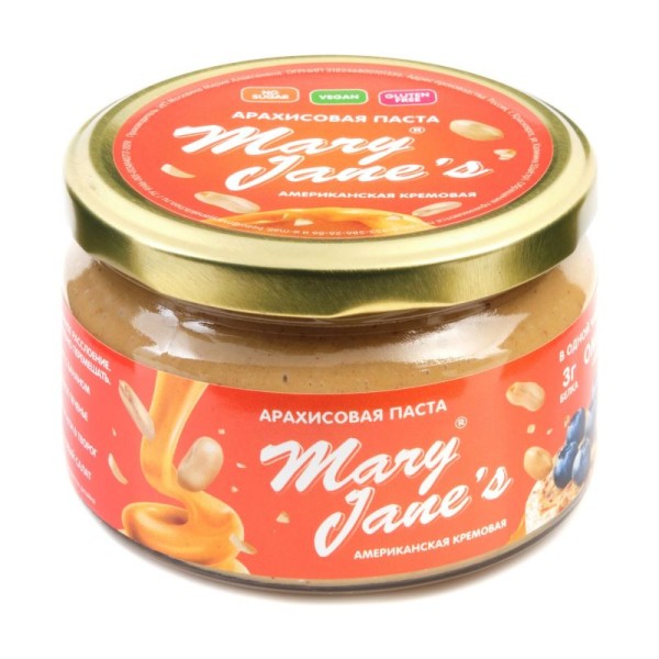 Арахисовая паста Американская кремовая Mary Jane's, 200 г