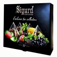 Чайное ассорти SIGURD 4 вкуса (Малина-мята, Клубника-базилик, Лимонный мирт, Смородина-мята) 32 пирамидки по 2 гр
