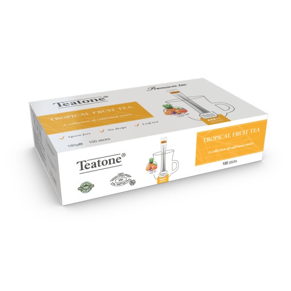 Чёрный чай с ароматом тропических фруктов в стиках для разовой заварки TEATONE 100 стиков по 1,8г