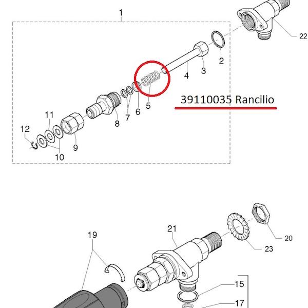 Пружина ø 12 мм L 31 мм штока крана Rancilio