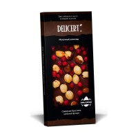 Таёжный шоколад Фундук-брусника. Молочный 44% DELICERT, 75 г