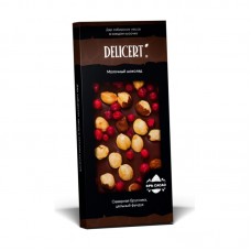 Таёжный шоколад Фундук-брусника. Молочный 44% DELICERT, 75 г