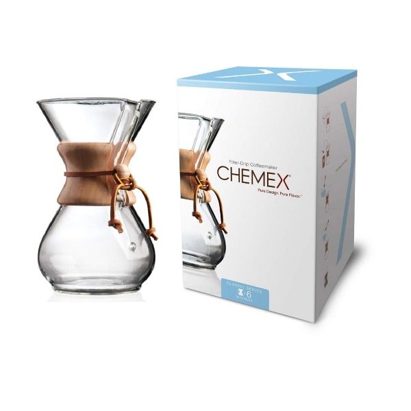 Классическая кофеварка кемекс на шесть чашек CHEMEX Classic CM-6A 6 порций, стекло