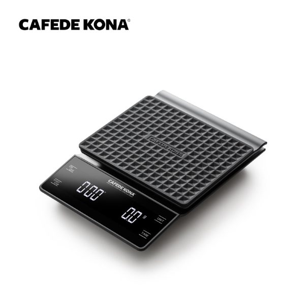 Весы электронные CAFEDE KONA светодиодный дисплей, таймер и противоскользящая поверхность, черные