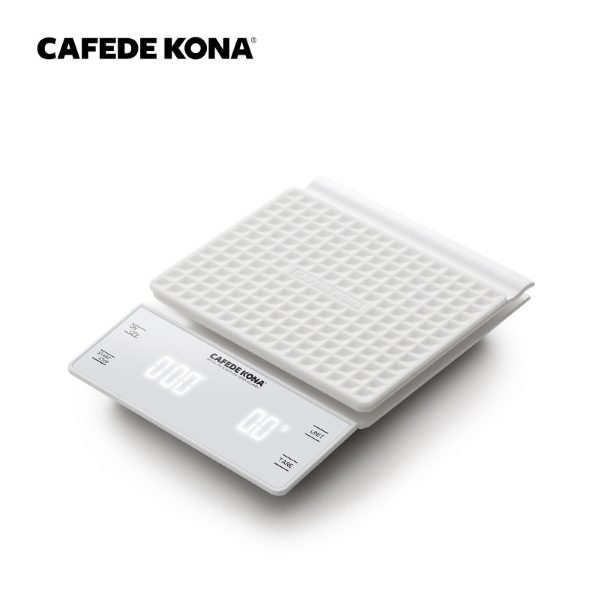 Весы электронные CAFEDE KONA светодиодный дисплей, таймер и противоскользящая поверхность, белые