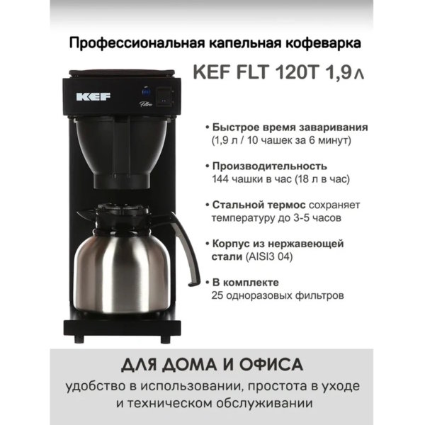 Кофемашина проливного типа (фильтр-кофеварка) KEF FLT120T 1,9 л